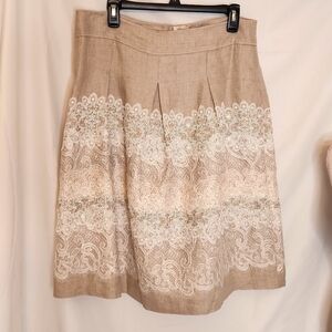 Per Se Tan and White A-Line Skirt
